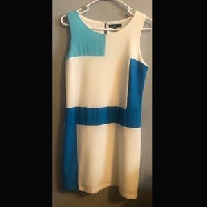 Blue and white dress